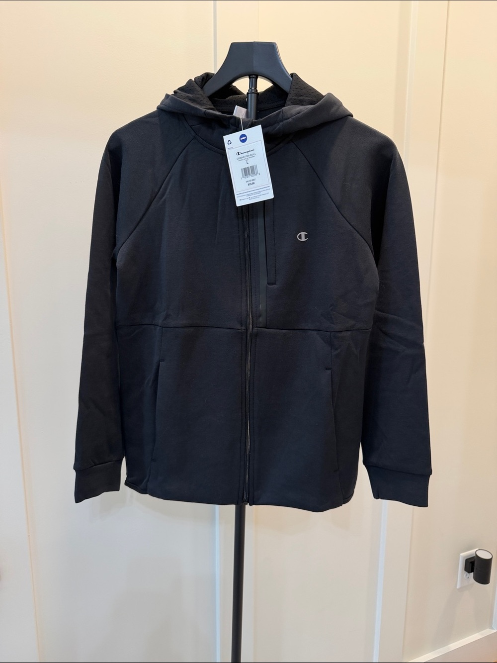Champion Kids Black Full-Zip Hoodie with Chest Logo